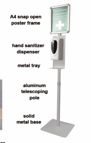 Hand Sanitiser Dispenser Unit on Stand with Signage - Image 3