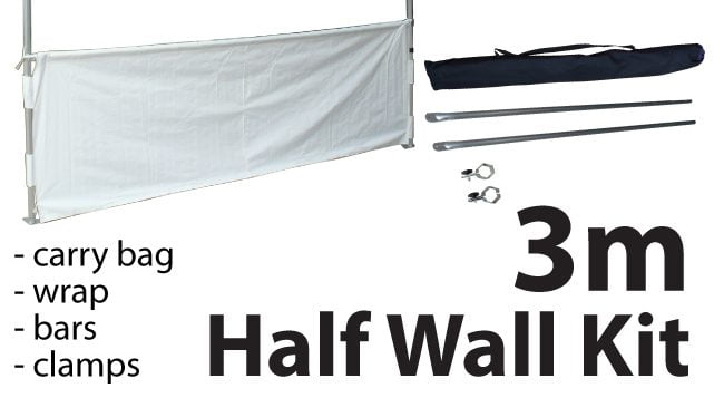 Marquee Accessories Half Wall Kit 3m - Full Kit with Frame and Fabric HW3M-WHITE-KIT_2