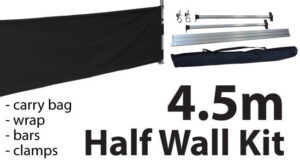 Marquee Accessories Half Wall Kit 4.5m - Full Kit with Frame and Fabric HW45M-BLACK-KIT