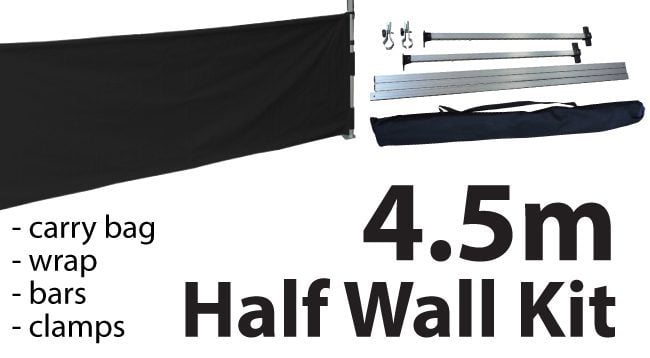 Marquee Accessories Half Wall Kit 4.5m - Full Kit with Frame and Fabric HW45M-BLACK-KIT