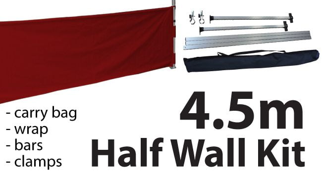 Marquee Accessories Half Wall Kit 4.5m - Full Kit with Frame and Fabric HW45M-RED-KIT