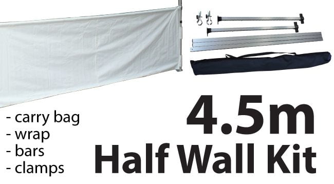 Marquee Accessories Half Wall Kit 4.5m - Full Kit with Frame and Fabric HW45M-WHITE-KIT