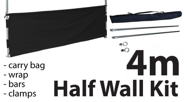 Marquee Accessories Half Wall Kit 4m - Full Kit with Frame and Fabric HW4M-BLACK-KIT