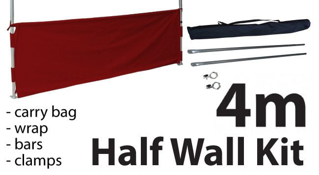 Marquee Accessories Half Wall Kit 4m - Full Kit with Frame and Fabric HW4M-RED-KIT