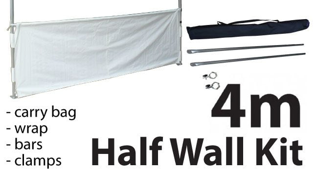 Marquee Accessories Half Wall Kit 4m - Full Kit with Frame and Fabric HW4M-WHITE-KIT