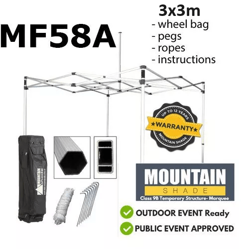MF58A Commercial Spec Frame 3m x 3m Super Alloy inc Wheel bag Pegs Ropes 12 YR Warr